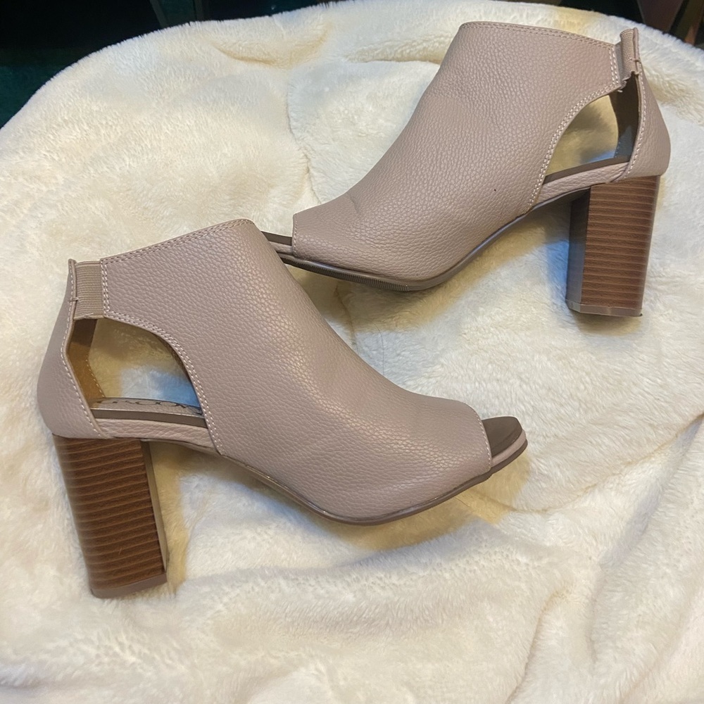 Taupe cut-out booties for sale